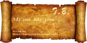 Tápai Bálint névjegykártya